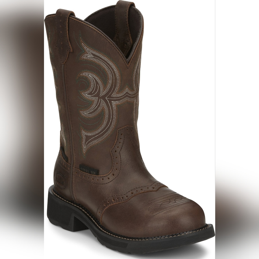 NWT Justin Women's Gypsy Wanette Aged Bark Brown Steel Toe Work Boots GY9985 6.5